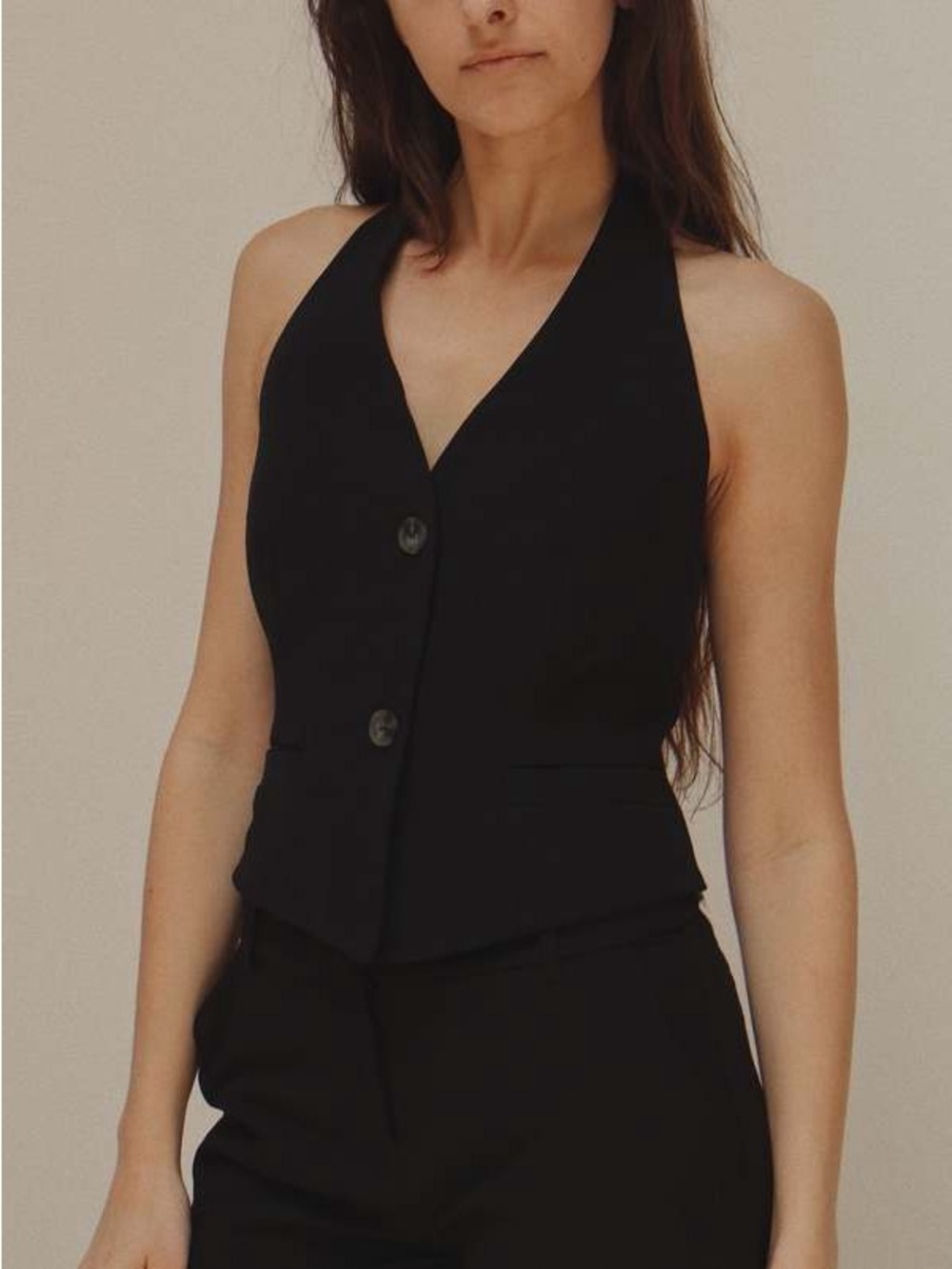 Astr Black Halter Vest